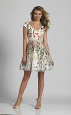 Dave & Johnny - A6127 Printed V-neck A-line Dress