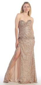 Sequined Sweetheart Sheath Long Gown With Slit