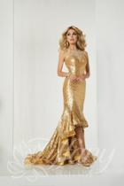 Tiffany Designs - 46138 Sheer Haltered Sequined Mermaid Gown