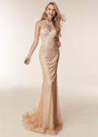 Jasz Couture - 6231 Halter Neck Beaded Sheath Gown