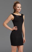 Clarisse - 359 Fitted Beaded Neck Mini Dress