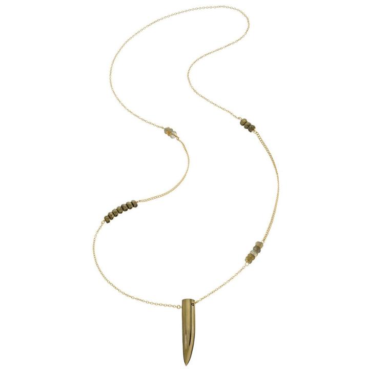 Heather Hawkins - Long Gemstone Horn Necklace - Pyrite