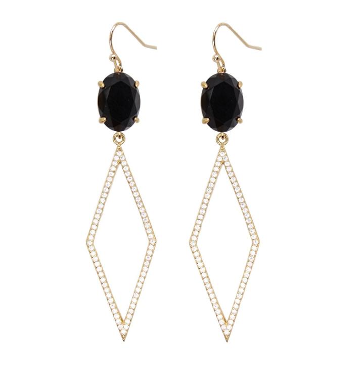 Rachael Ryen - Pave Diamond Drops In Black Onyx