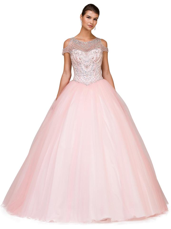 Dancing Queen - 1182 Illusion Cutaway Shoulder Ballgown