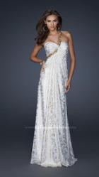 La Femme - Dazzling Gold Embellished One Shoulder Gown 17805