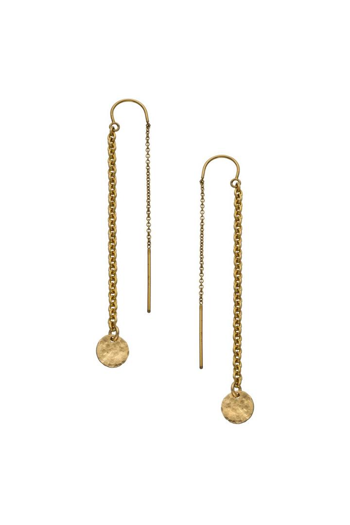 Heather Hawkins - Tiny Coin Chain Thread Thru Earrings