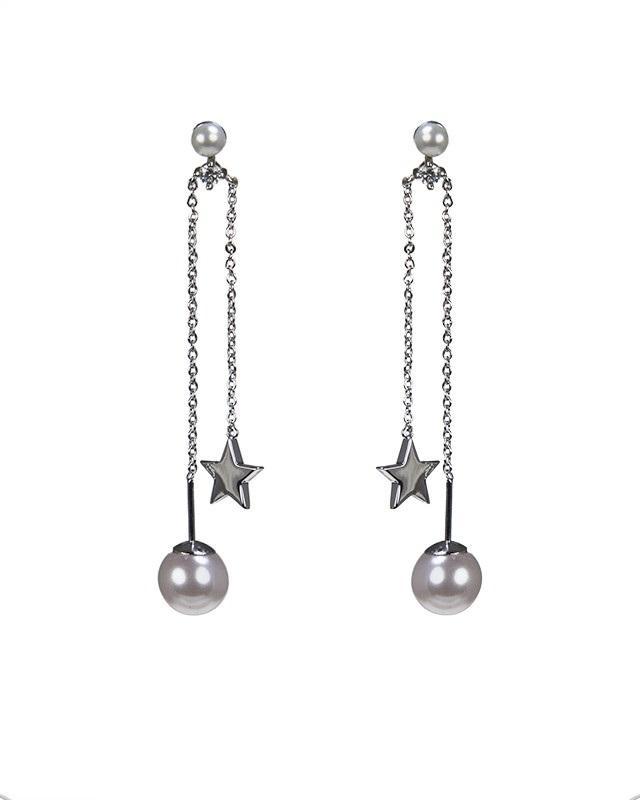 Cz By Kenneth Jay Lane - Pearl And Star Drop Earrings