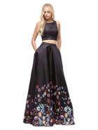 Two-piece Bateau Neckline Floral A-line Dress