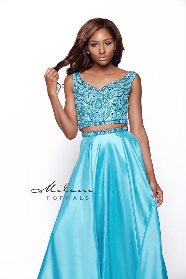 Milano Formals - Beaded Two-piece Chiffon Cocktail Dress E2020