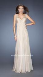 La Femme - Sleeveless Ruched Long Dress In Nude 20122