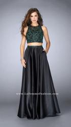 Gigi - Dramatic Beaded Foliage Jewel A-line Long Evening Gown 23883