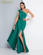 Terani Couture - 1812e6296x Cascading Paneled Asymmetrical Long Gown