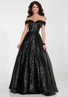 Tiffany Homecoming - 16303 Sequined Off-shoulder Long A-line Dress