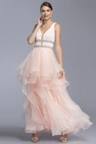 Aspeed - L2063 Embellished Deep V-neck A-line Prom Dress