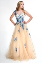 Brit Cameron - 16344 Tulle A-line Ballgown With Lace Appliques