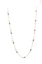 Tresor Collection - Blue Sapphire & Rainbow Moonstone Necklace In 18k Yellow Gold