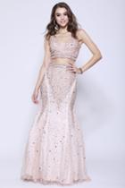 Shail K - 12104 Two-piece Sequined Tulle Trumpet Gown