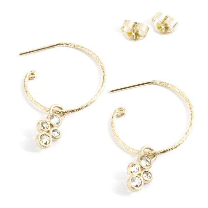 Nina Nguyen Jewelry - Quadruple Diamond 14k Gold Earrings