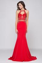 Colors Dress - 1669 Illusion High Halter Lattice Gown