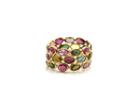 Tresor Collection - Multicolor Tourmaline Triple Row Ring In 18k Yellow Gold Style 2