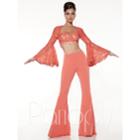 Panoply - Two-piece Alluring Bell Sleeved Lace Pantsuit Ensemble 14845