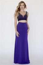Jolene Collection - 18063 Two-piece Faceted Crystal Ornate Sheath Gown