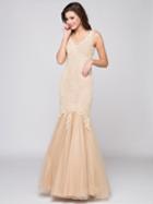 Glow By Colors - G290 Lace V-neck Mermaid Dress