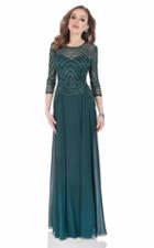 Terani Couture - Three Quarter Sleeves Shimmering Long Gown 1623m1860