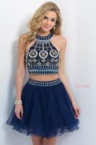 Blush - Geometric Halter Two-piece A-line Dress 10077