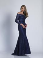 Dave & Johnny - A5840 Long Sleeve Scalloped Sequin Evening Gown