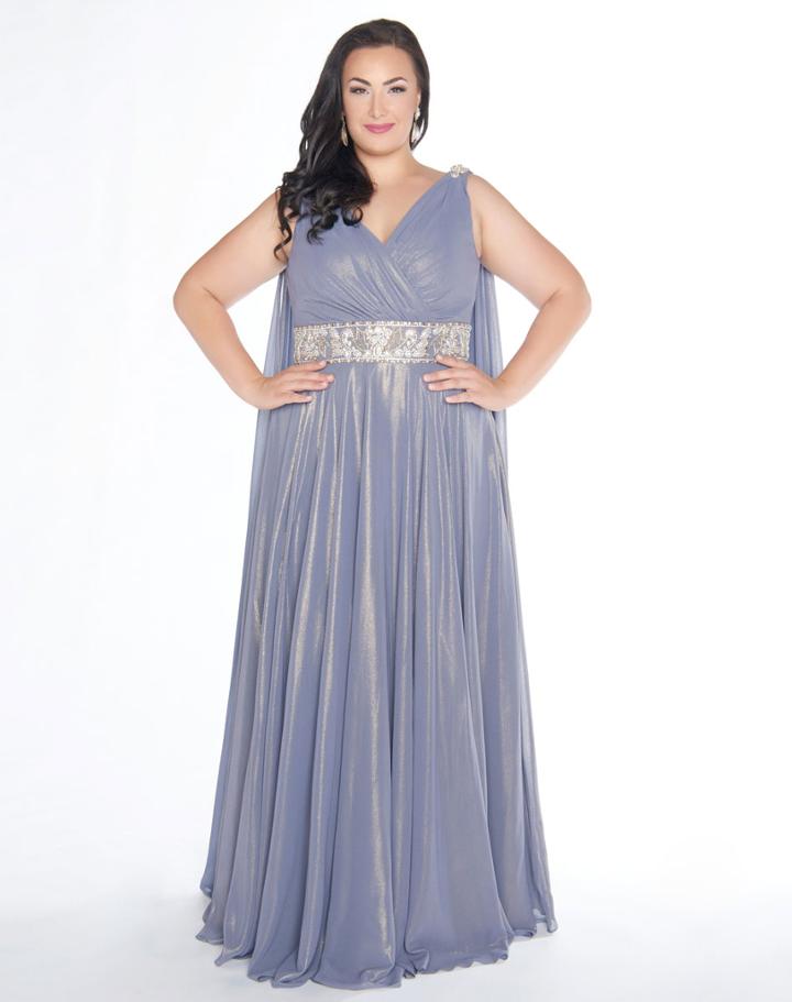 Mac Duggal - 77310f V-neckline Metallic A-line Gown