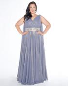Mac Duggal - 77310f V-neckline Metallic A-line Gown