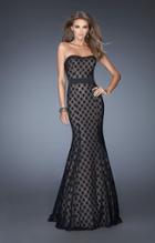 La Femme - 20456 Strapless Polka Dot Print Mermaid Gown