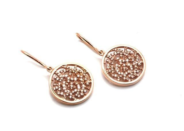 Tresor Collection - Signature Logo Earrings In 15mm With Diamond In 18k Rose Gold