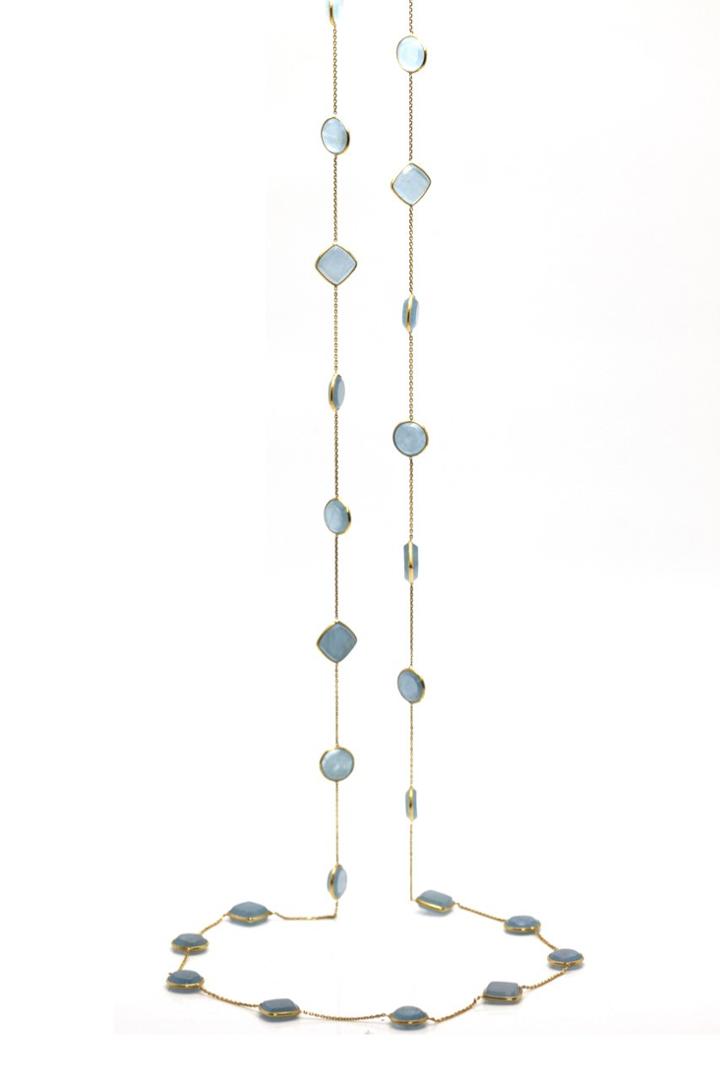 Tresor Collection - Aquamarine Long Necklace In 18k Yellow Gold