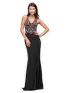V-neck With Embroidered Bodice Strappy Back Dress