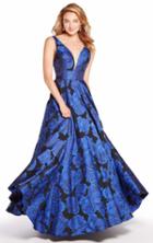 Alyce Paris - 60172 Plunging Floral Sleeveless Evening Gown