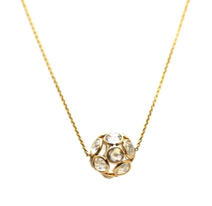 Tresor Collection - Rainbow Moonstone Sphere Ball Pendant In 18k Yellow Gold