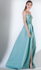 Saiid Kobeisy - 3417 Strapless Embroidered A-line Gown With Slit