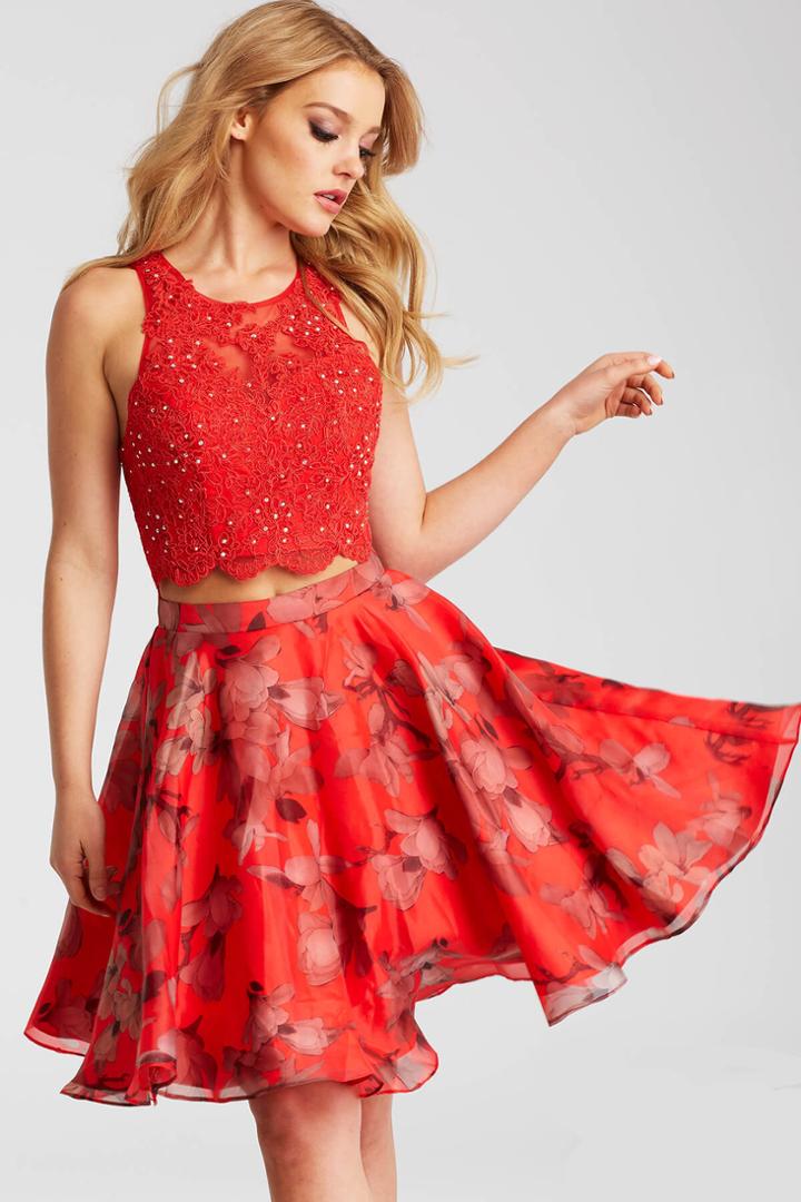 Jovani - Jvn58250 Two-piece Sleeveless Short Dress