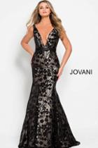 Jovani - 54522 Sequined Plunging V-neck Mermaid Gown