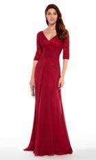 Alyce Paris - 27234 Quarter Sleeves Lace Chiffon A-line Gown