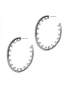 Cz By Kenneth Jay Lane - Cz And Pearl Hoop Earrings