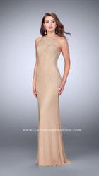 La Femme - Sparkling Crystal Beaded Halter Long Prom Dress 23950