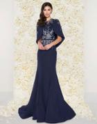 Mac Duggal Couture - 79133d Capelet Floral Embroidered Evening Gown