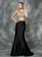 Colors Dress - 1635 Beaded Two Piece Ruffled Mermaid Gown