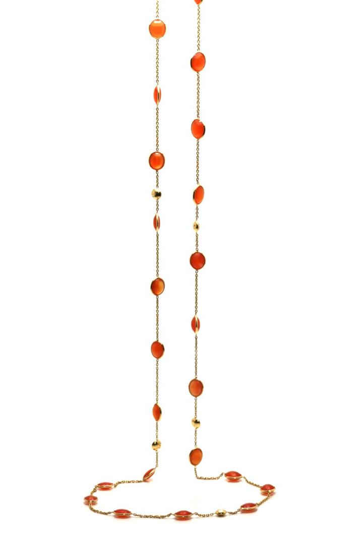 Tresor Collection - Carnelian Long Lente Necklace In 18k Yellow Gold