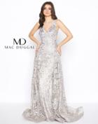 Mac Duggal - 20099d Beaded V-neck Gown With Overlay