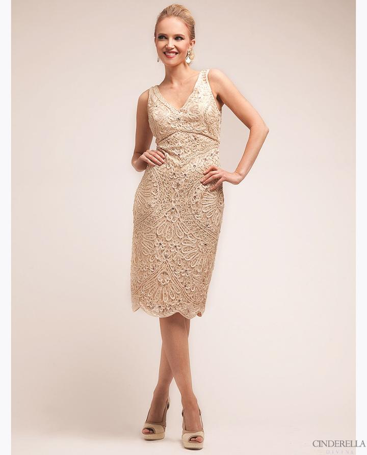 Cinderella Divine - Sleeveless Embellished V-neck Sheath Dress