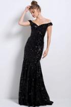 Jovani - 57024 Sequined Off-shoulder Evening Gown